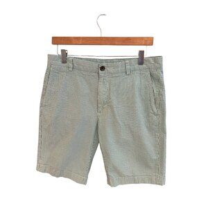 Brooks Brothers 346 Green & White Striped Cotton Mens Shorts W33